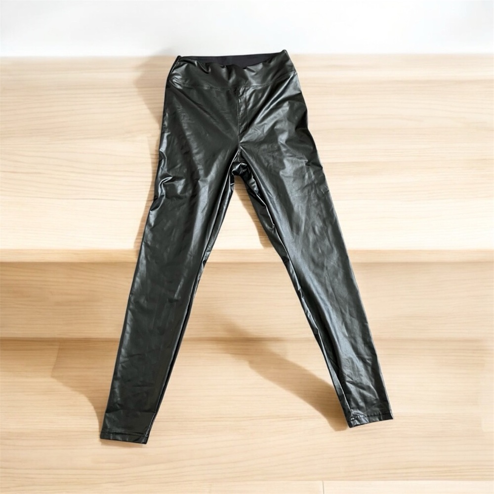 Offline by Aerie Real Luxe Black Faux Leather Hi-Rise Leggings Size Large Women